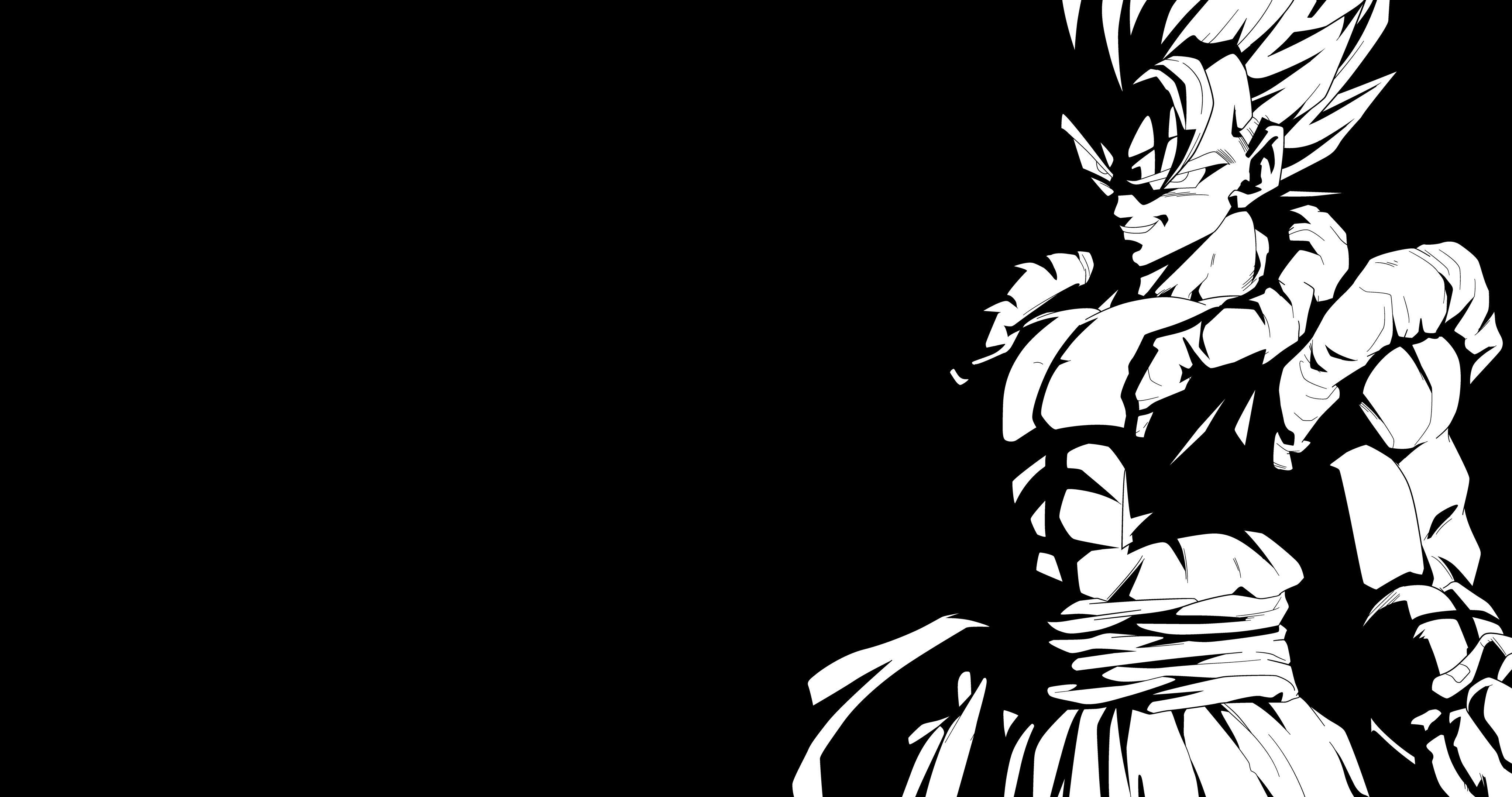 Fanart de Gogeta la fusión de Goku y Vegeta en blanco y negro