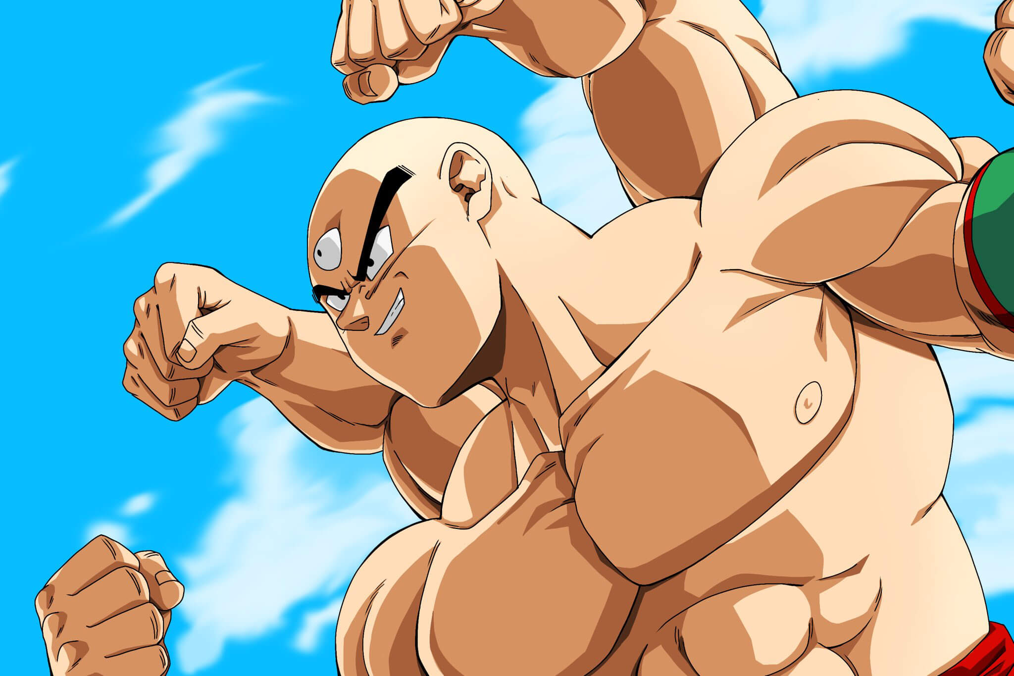 Primer plano de Nappa peleando en Dragon Ball
