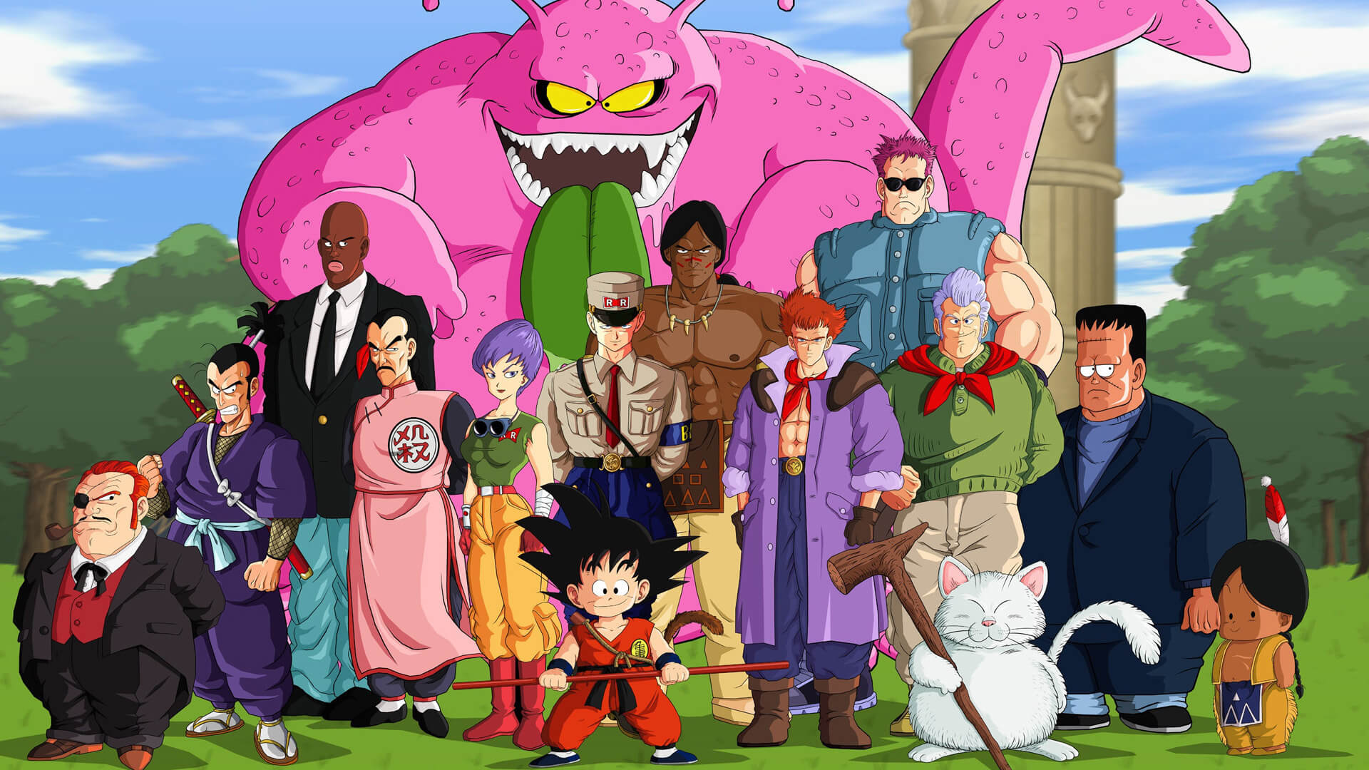 Goku de pequeño junto a los primeros villanos de Dragon Ball