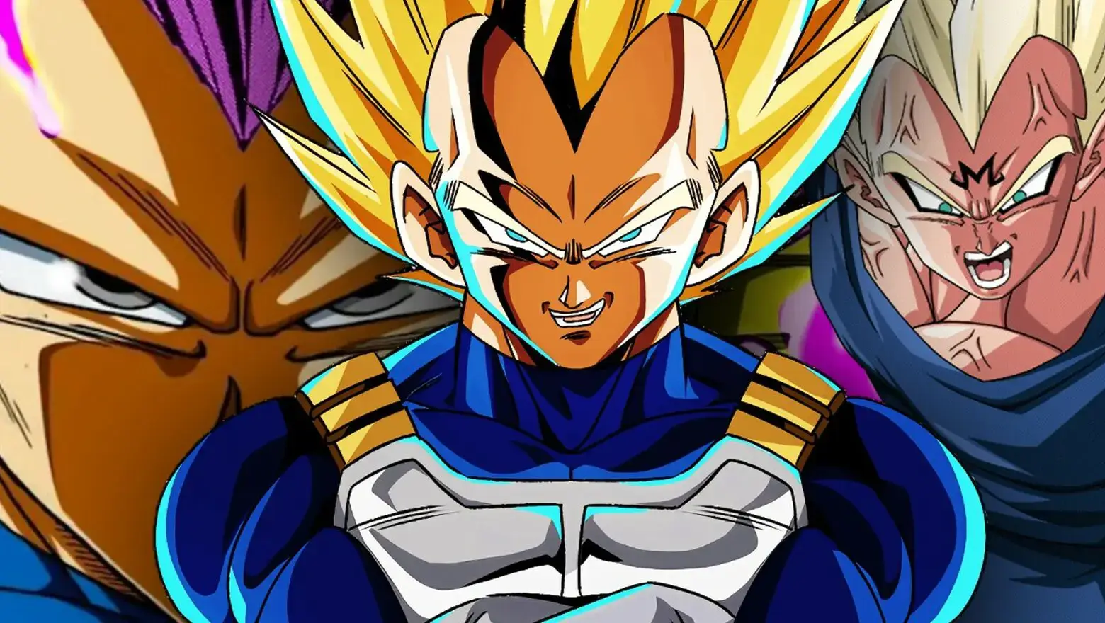 Tres versiones de Vegeta personaje de Dragon Ball