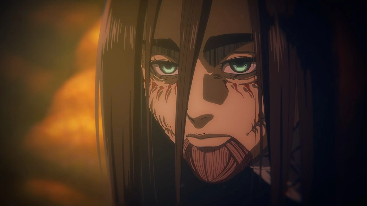 Eren abre los ojos una última vez para ver a Mikasa durante el retumbar