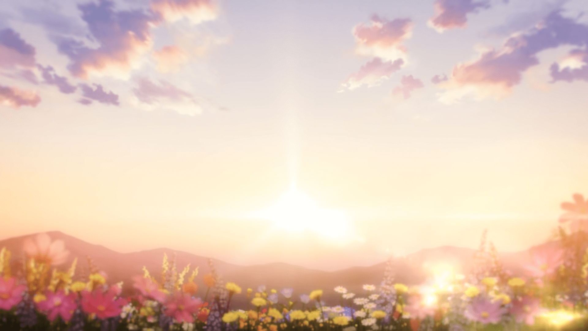 Silueta de Eren contemplando un campo de flores antes de batallar