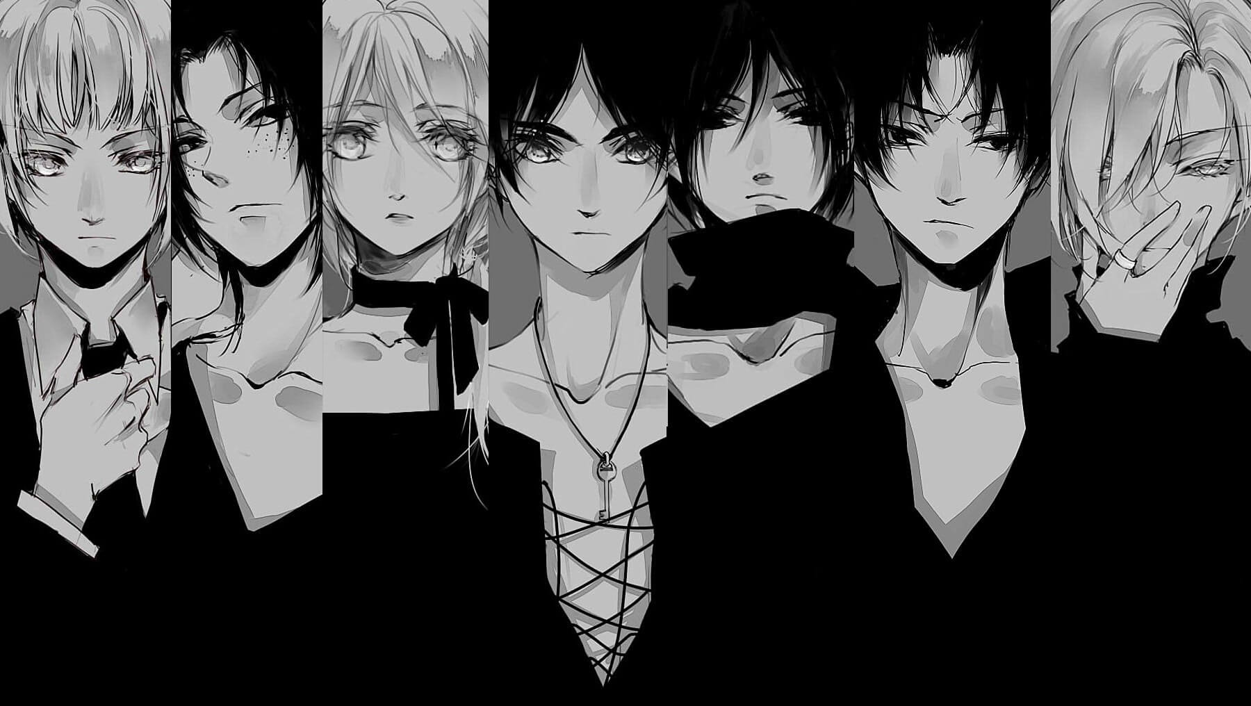 Los protagonistas de Shingeki no Kyojin fanart estilo blanco y negro