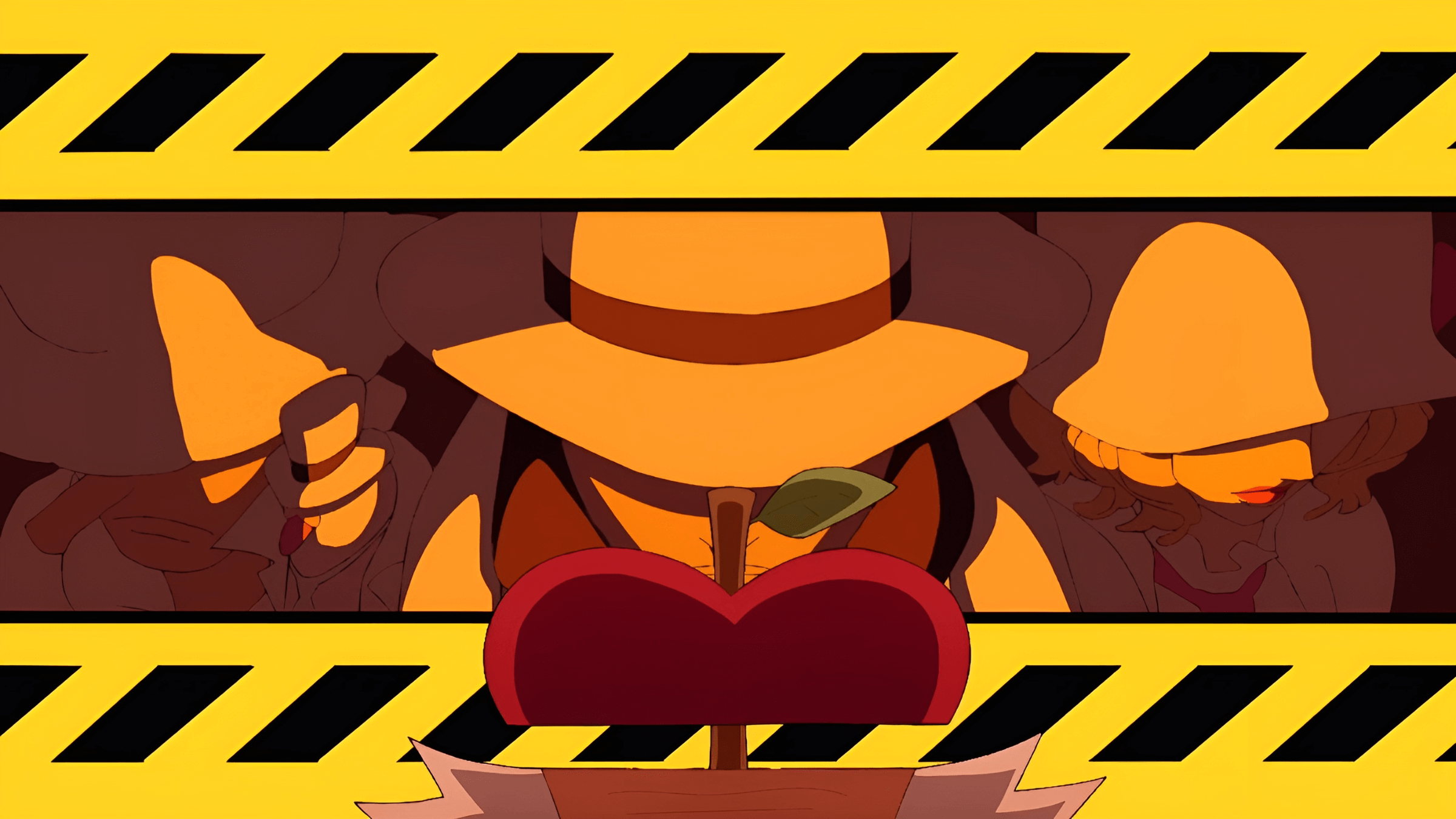 Luffy y otros personajes de One Piece en una escena oculta con cinta amarilla de advertencia